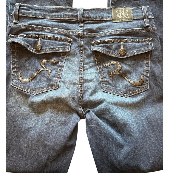 Rock & Republic Kasandra Bootcut Flare Jeans 12M Dark Wash Studded - Picture 1 of 6